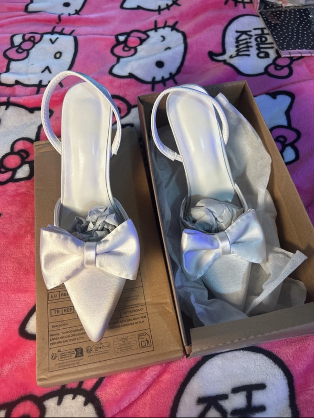 Women’s Silver Satin Bow Pointed Slingback Heels